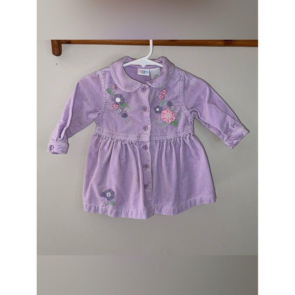 Vintage Kids R Us KRU Little Lavender Embroidered Dress floral 6-9 Months